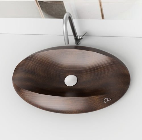 Lavabo da appoggio - BEAN - QINN DESIGNS - in legno / su misura / ovale