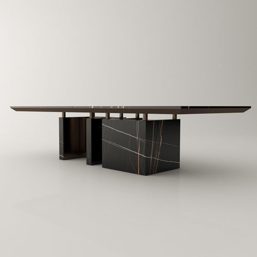 Tavolo da pranzo contemporaneo - GUTMAN - Roig - art & design - - in marmo / con supporto in acciaio / con supporto in marmo