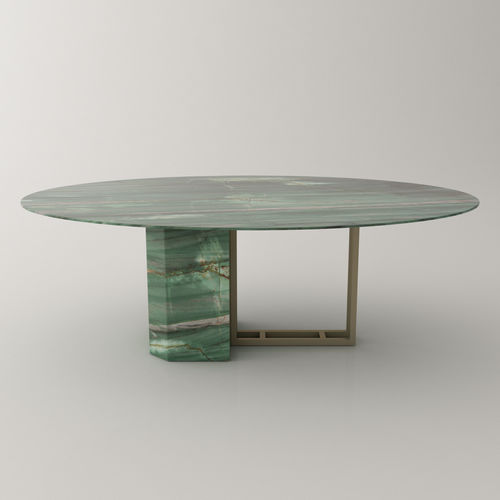 Tavolo da pranzo contemporaneo - CORINA - Roig - art & design - - in marmo / con supporto in acciaio laccato / con supporto in marmo