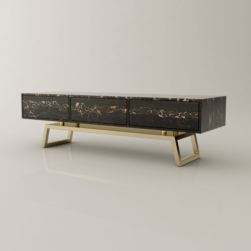 Consolle contemporanea - GENÍS LUX - Roig - art & design - - in marmo / con supporto in ottone lucido / rettangolare
