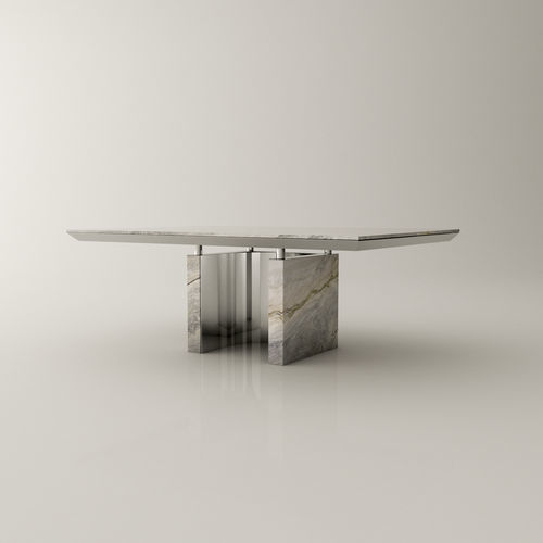 Tavolo da pranzo design - GUTMAN_LUX - Roig - art & design - - in ottone / in marmo / con supporto in ottone