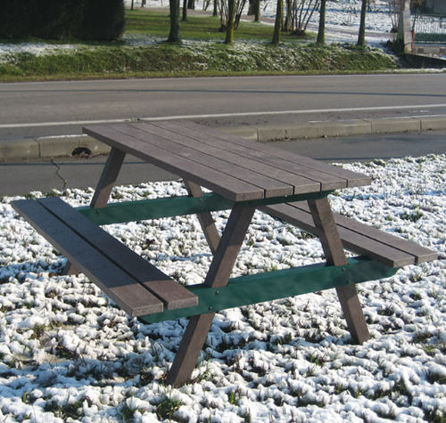 Set tavolo e panca contemporaneo - SPARTA - Ferrinox - in acciaio galvanizzato / in plastica riciclata / da esterno