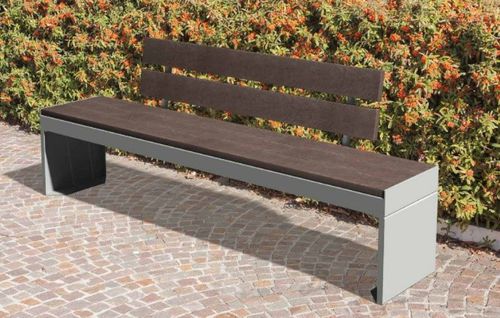 Panca per spazi pubblici contemporanea - FUERTE - Ferrinox - in legno / in acciaio inossidabile / in plastica riciclata