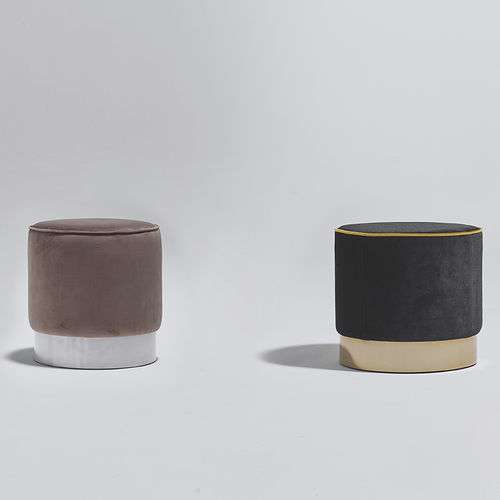 Pouf contemporaneo - EASY - MHR - in tessuto / in acciaio inossidabile lucido