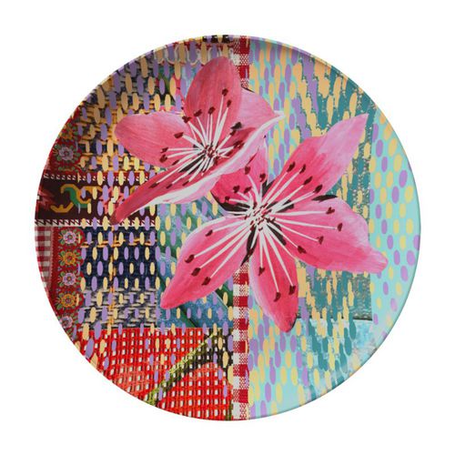 Piatto piatto - JUICY - MIHO UNEXPECTED THING - rotondo / in melamina / con motivi floreali