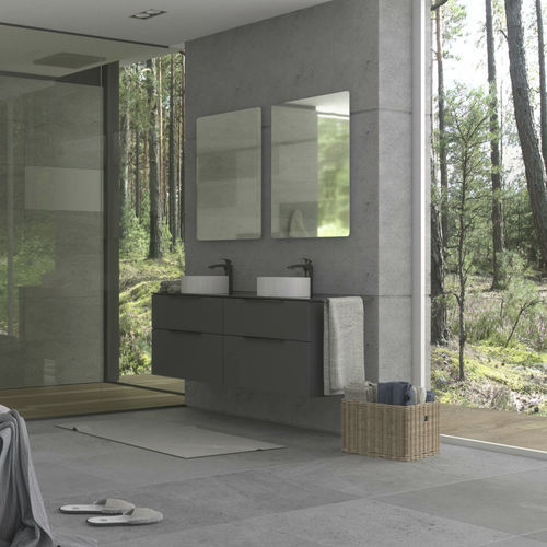 Mobile lavabo doppio - BIG - UAB KAME - sospeso / in MDF / in ceramica