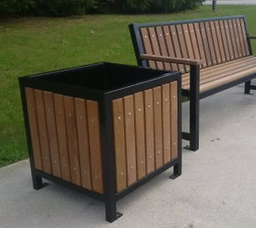 Fioriera in legno di latifoglie - REGENCY - PARIS Site Furnishings - Outdoor Fitness - in acciaio / in plastica riciclata / rettangolare