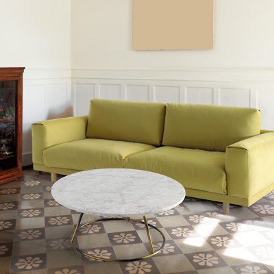 Tavolino basso contemporaneo - VITA - Casual Home & Contract - in marmo / con supporto in metallo / rotondo