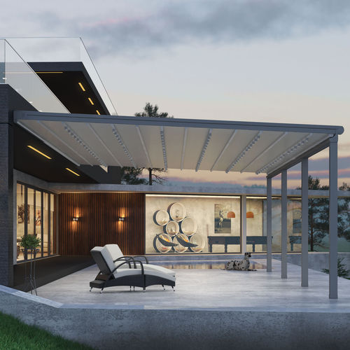 Pergola addossata - SUBULATE - QUERCUS MINIMA - GOSS Outdoor - in alluminio verniciato / con copertura in tela / retrattile