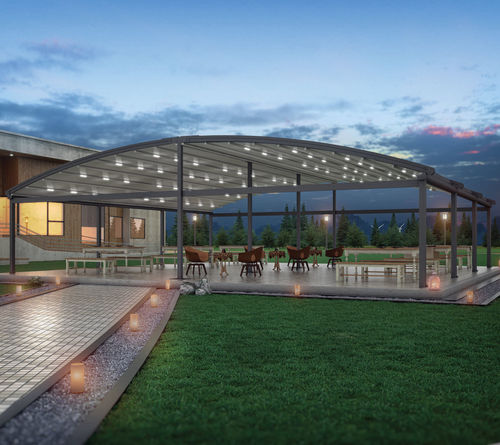 Pergola autoportante - TAILOR-MADE R1 - FALCATE - GOSS Outdoor - in alluminio verniciato / con copertura scorrevole / retrattile