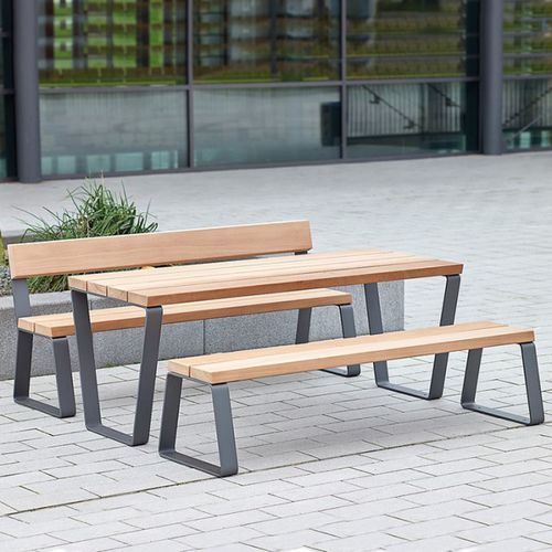 Set tavolo e panca contemporaneo - CAMPUS - Bailey streetscene - in legno / in alluminio / da esterno