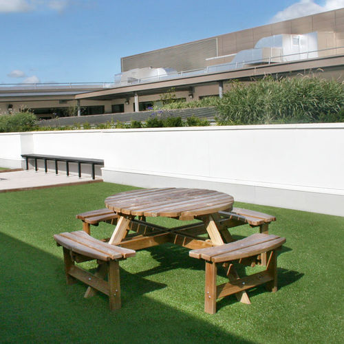Tavolo da picnic contemporaneo - SPT306 - LANGLEY DESIGN - in legno / rotondo / per spazio pubblico
