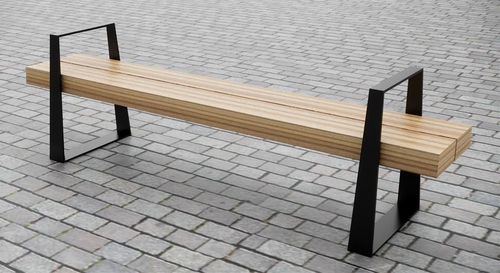 Panca per spazi pubblici contemporanea - THE ARM FOLD - CHRIS NANGLE - in rovere / in legno di latifoglie / in iroko