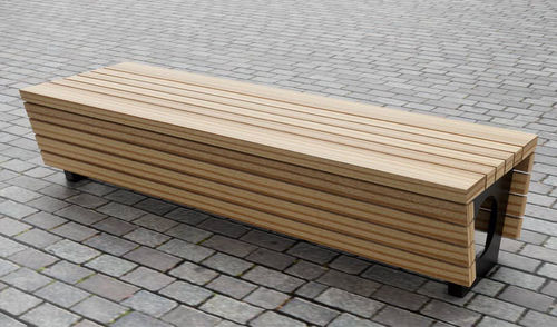 Panca per spazi pubblici contemporanea - THE PORT - CHRIS NANGLE - in rovere / in legno di latifoglie / in iroko