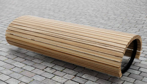 Panca per spazi pubblici contemporanea - THE HOOP - CHRIS NANGLE - in rovere / in iroko / in larice