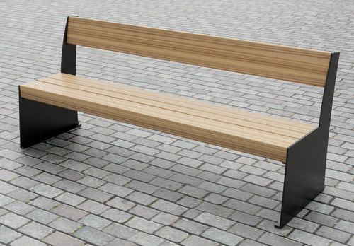 Panca per spazi pubblici contemporanea - THE SLAB SIDE BACK - CHRIS NANGLE - in rovere / in legno di latifoglie / in iroko