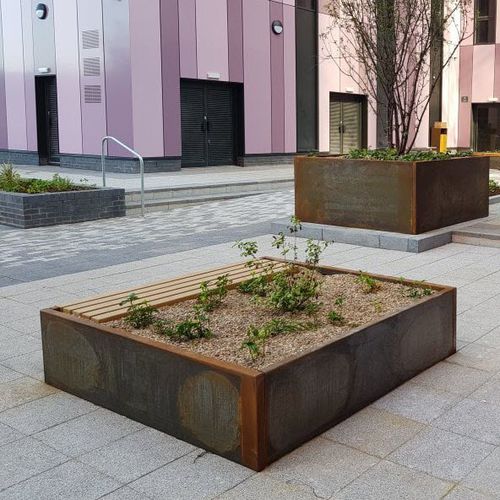 Fioriera in acciaio COR-TEN® - THIRLMERE  - LOGIC STREET & PARK FURNITURE - rettangolare / quadrata / modulabile