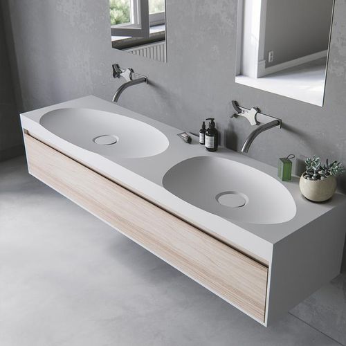 Lavabo da incasso - LAGOON-03 DUAL - Le Projet - in Solid Surface / doppio / rettangolare