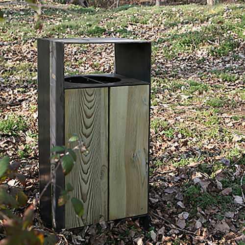 Portarifiuti pubblico - CORTEN - Woodscape. - in acciaio galvanizzato / in acciaio COR-TEN® / in legno