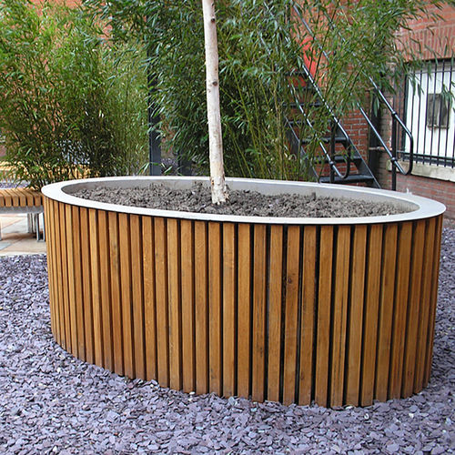 Fioriera in legno - LIME GROVE - Woodscape. - in acciaio / ovale / su misura