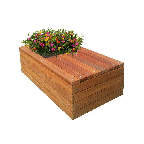 Fioriera in legno - WHEELED - Woodscape. - rettangolare / con panchina integrata / contemporanea