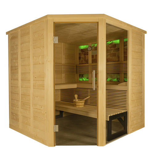 Sauna per uso residenziale - HIMALAYA CORNER - Almost Heaven Saunas - in legno / in vetro temprato / da interno