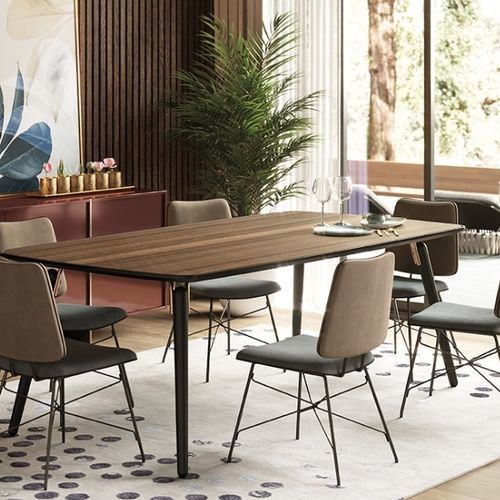 Tavolo da pranzo contemporaneo - HYDE - Praddy Unipessoal lda - in acciaio inossidabile / impiallacciato in legno / in legno massiccio