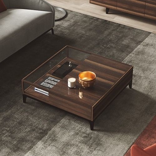 Tavolino basso design - JUKE - Praddy Unipessoal lda - in vetro / con supporto in legno / rettangolare