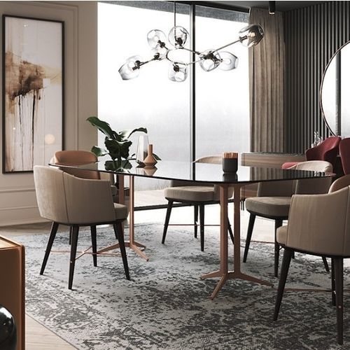 Tavolo da pranzo design - FLAMINGO - Praddy Unipessoal lda - in metallo / con supporto in metallo / rettangolare