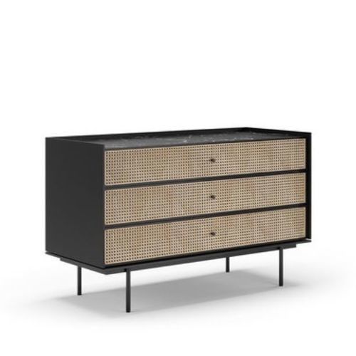 Cassettone contemporaneo - CELLO - Praddy Unipessoal lda - in metallo / in rattan / 3 cassetti