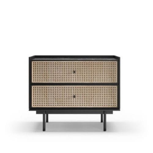 Comodino contemporaneo - CELLO II - Praddy Unipessoal lda - in metallo / in rattan / con supporto in metallo verniciato