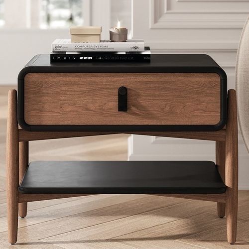 Comodino contemporaneo - SOPRANO I - Praddy Unipessoal lda - in legno / in pelle / con supporto in legno