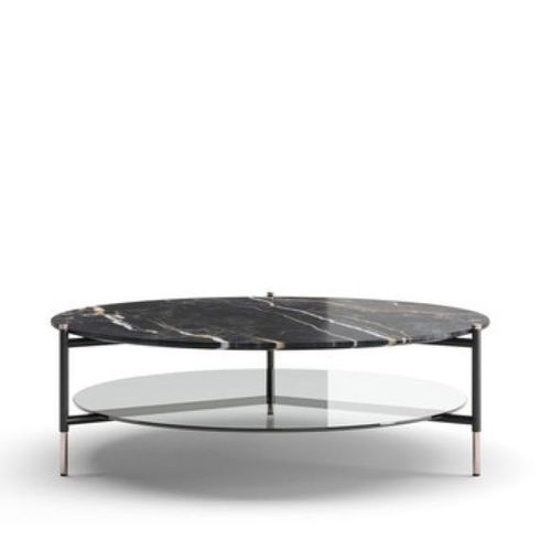 Tavolino basso contemporaneo - BATON - Praddy Unipessoal lda - in vetro / in marmo / con supporto in metallo