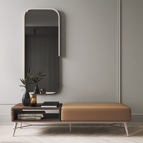 Divanetto imbottito contemporaneo - NAICA - Praddy Unipessoal lda - in tessuto / in legno / con supporto in legno