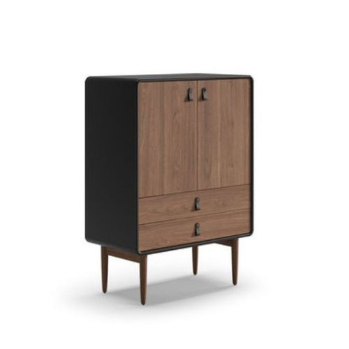 Mobile bar contemporaneo - SOPRANO - Praddy Unipessoal lda - in legno / in pelle / in noce