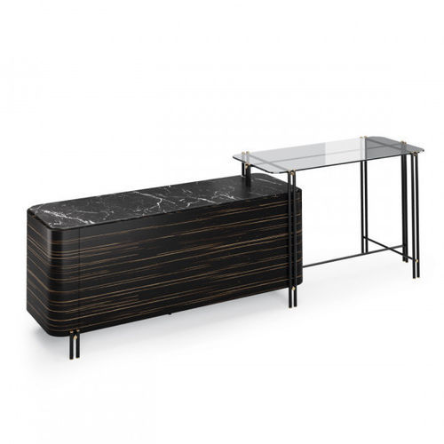 Tavolo contemporaneo - NT042 - Praddy Unipessoal lda - in legno / in vetro / con supporto in metallo