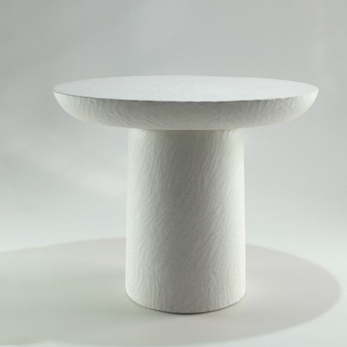 Tavolo d'appoggio contemporaneo - BLOOM SCULPTED - ALENTES - in pietra ricostituita / con supporto in vetro ricostituito / ovale