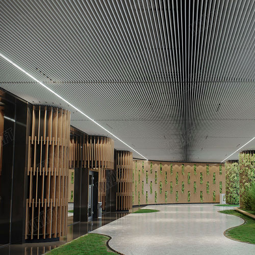 Controsoffitto in metallo - SCREEN CEILING - KRAFT Deckensysteme Ukraine - in legno / a doghe / ignifugo