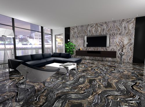 Pavimento in vetro - PALMIRA BLACK - Crystalexe - da interno / per gradini / per il settore terziario