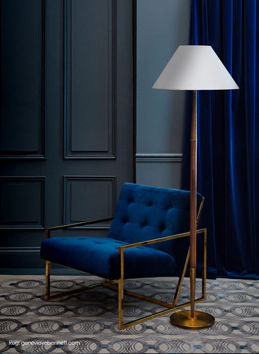 Lampada da terra - RONNI - Heathfield and Comapny - in ottone / in lino / contemporanea