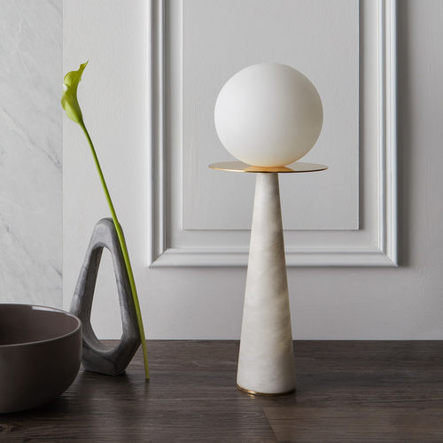 Lampada da tavolo - HALO - Heathfield and Comapny - in ottone lucidato / in vetro opalescente / contemporanea