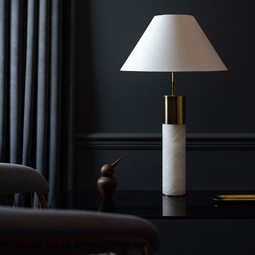 Lampada da tavolo - AZAILA - Heathfield and Comapny - in ottone lucidato / in lino / contemporanea