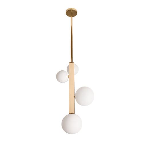 Lampada a sospensione - VERMEER - Heathfield and Comapny - in ottone / in vetro opalescente / contemporanea