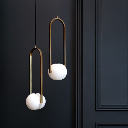 Lampada a sospensione - AUDREY - Heathfield and Comapny - in ottone / in vetro opalescente / contemporanea