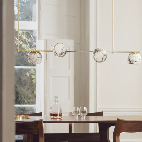Lampada a sospensione - ORLA 5 LIGHT HORIZONTAL  - Heathfield and Comapny - in ottone / in vetro / contemporanea