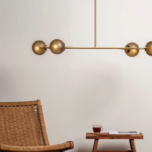 Lampadario contemporaneo - MARNIE  - Heathfield and Comapny - in vetro smerigliato / in ottone / in raso