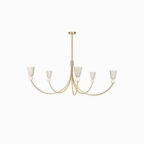 Lampadario contemporaneo - GRAYSON  - Heathfield and Comapny - in raso / in marmo / da 5 lampadine