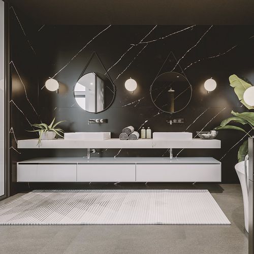 Piastrella in pietra ricostituita - SERENITY POETIC BLACK - Technistone a.s. - opaca / da bagno / da parete