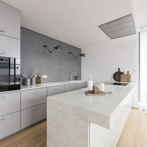Piano di lavoro in pietra ricostituita - NOBLE OLYMPOS MIST - Technistone a.s. - da cucina / levigato / antimacchia