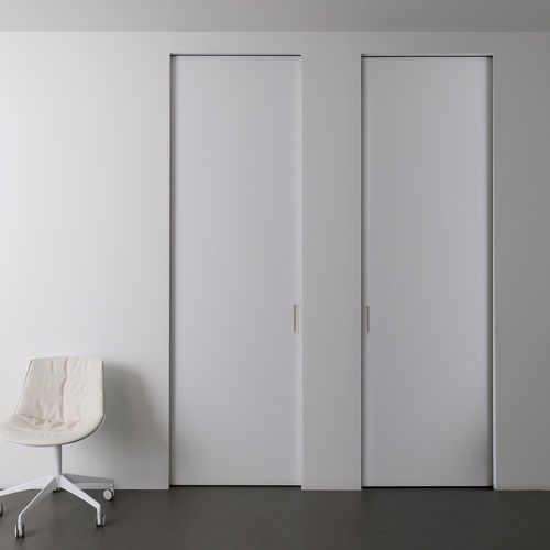 Porta da interno - QUADRA - ALBED - in legno / in pelle / con vetro di sicurezza